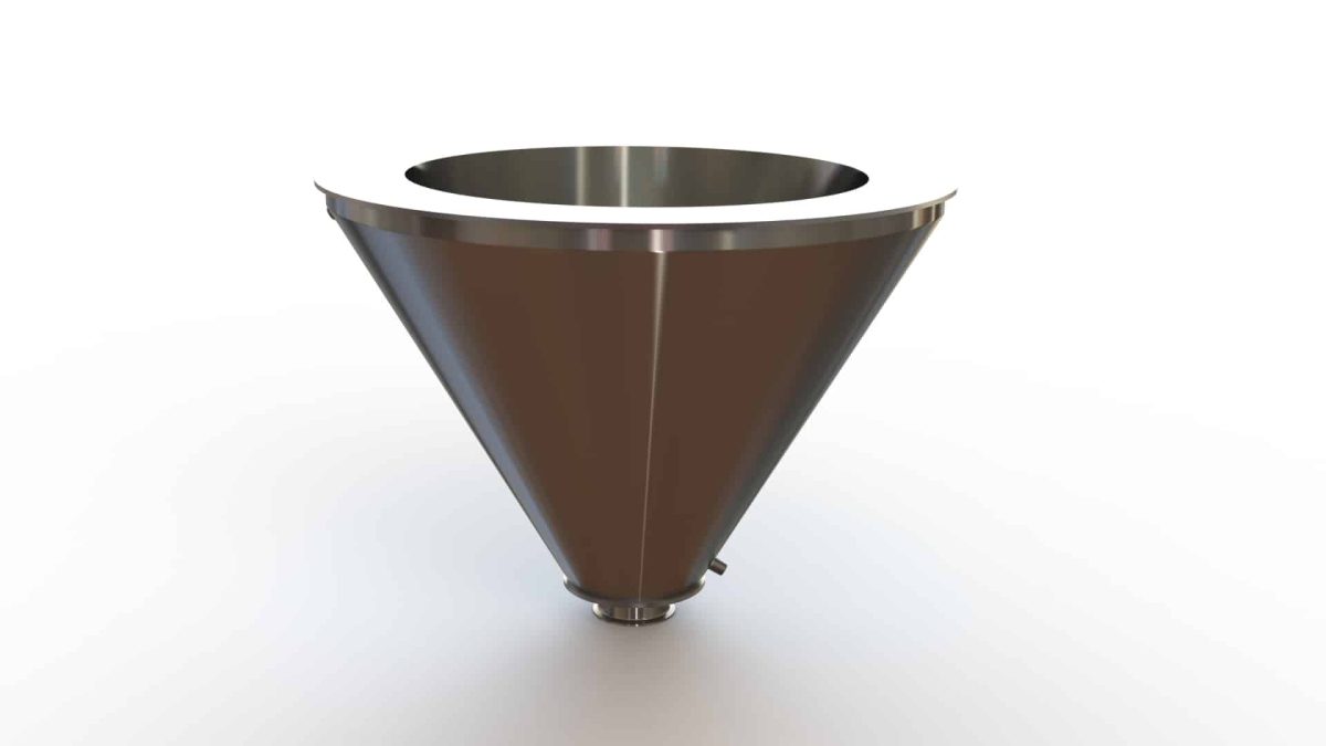 24" Double Walled Sanitary Funnel, Double Walled Funnel 24" Inner Funnel, 4" Sanitary Fitting, 32ra Inside, 125ra Outside
