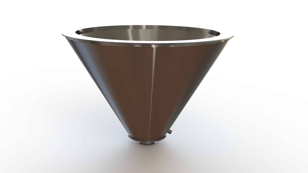 32" Double Walled Sanitary Funnel, Double Walled Funnel 32" Inner Funnel, 4" Sanitary Fitting, 32ra Inside, 125ra Outside