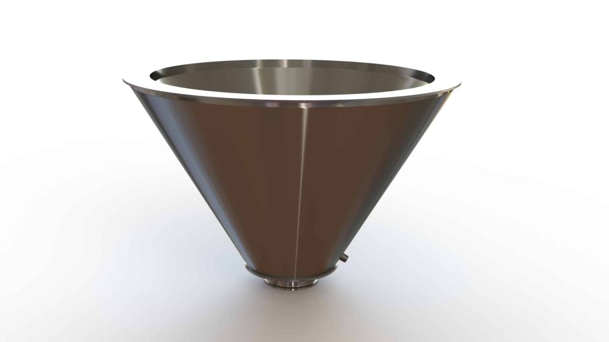 32" Double Walled Sanitary Funnel, Double Walled Funnel 32" Inner Funnel, 6" Sanitary Fitting, 32ra Inside, 125ra Outside