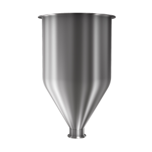 304 Stainless Steel funnel with 1 1/2" sanitary fitting 1.5 gallons, 8.85" ID x 10.14" OAH