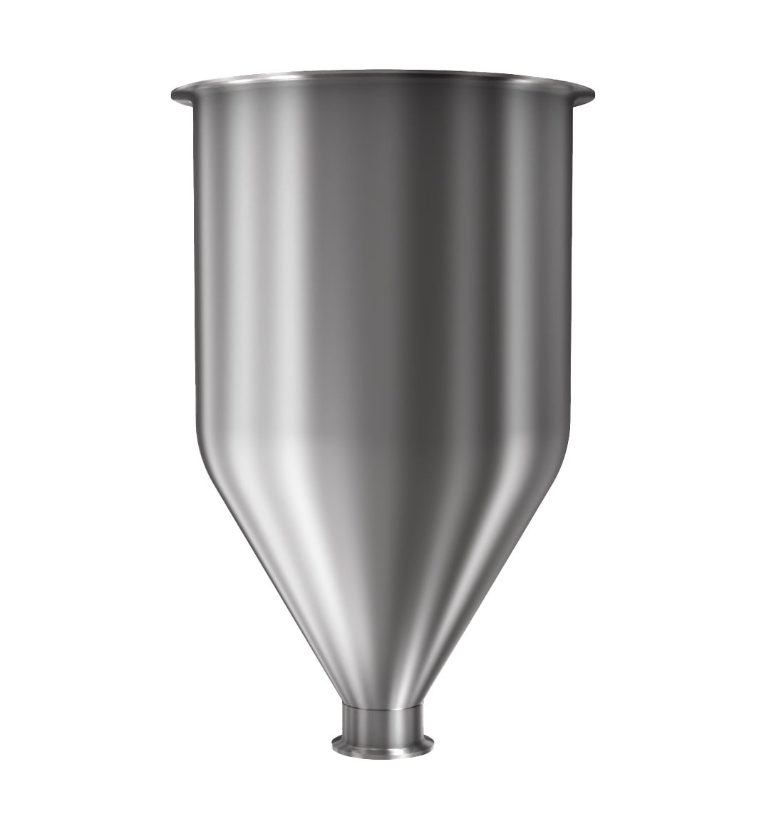 304 Stainless Steel funnel with 1 1/2" sanitary fitting 3 gallons, 8.85" ID x 15.59" OAH