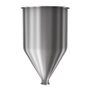 304 Stainless Steel funnel with 1 1/2" sanitary fitting 6.7 gallons, 11.85" ID x 20.64" OAH