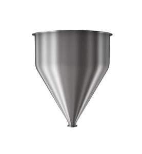 304 Stainless Steel funnel with 1 1/2" sanitary fitting 6.4 gallons, 14.03" ID x 17.59" OAH