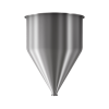 304 Stainless Steel funnel with 1 1/2" sanitary fitting 12.2 gallons, 15.99" ID x 22.59" OAH