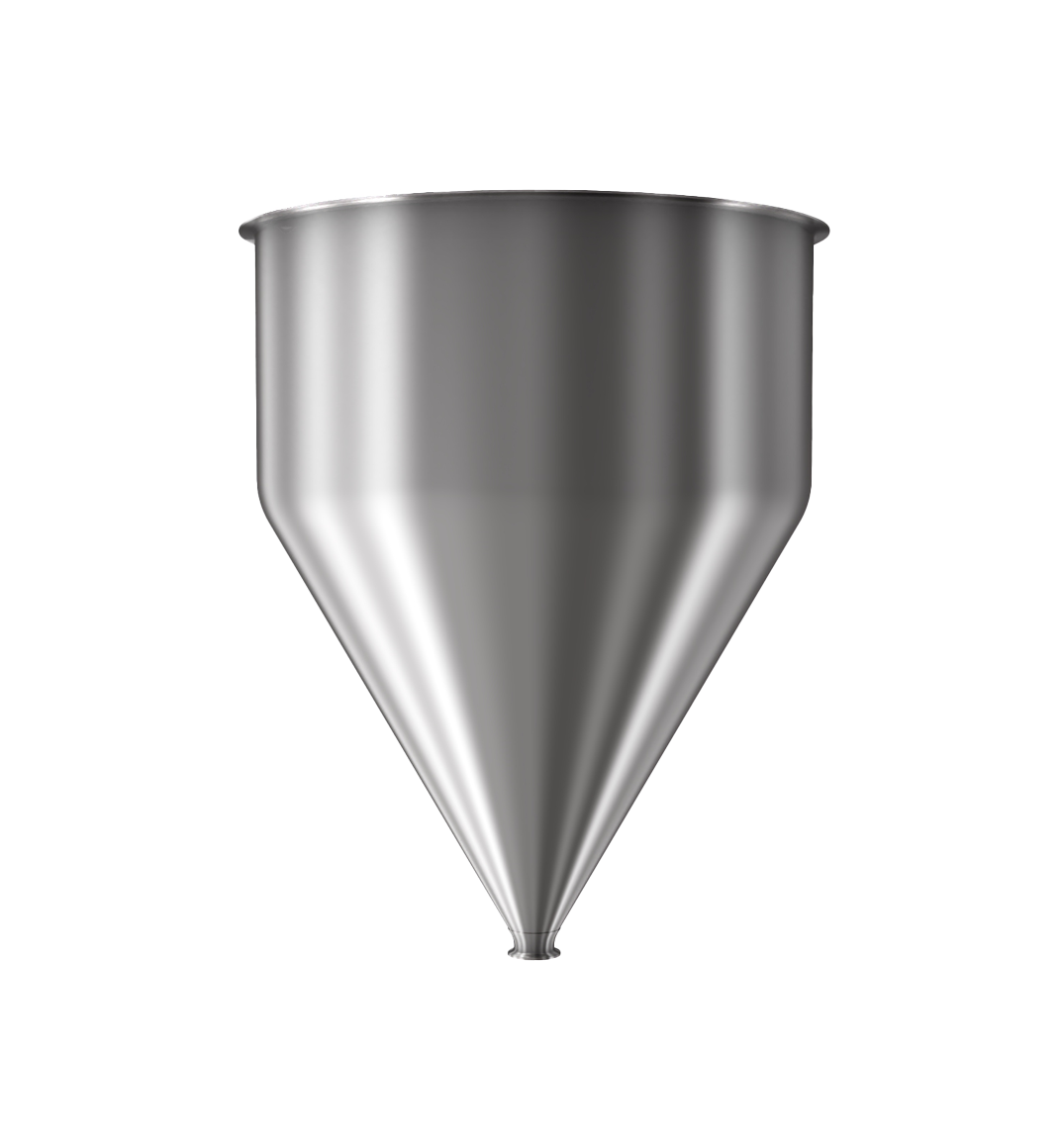 304 Stainless Steel funnel with 1 1/2" sanitary fitting 21 gallons, 19.93" ID x 26.34" OAH