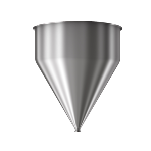 304 Stainless Steel funnel with 1 1/2" sanitary fitting 31 gallons, 24" ID x 29.34" OAH