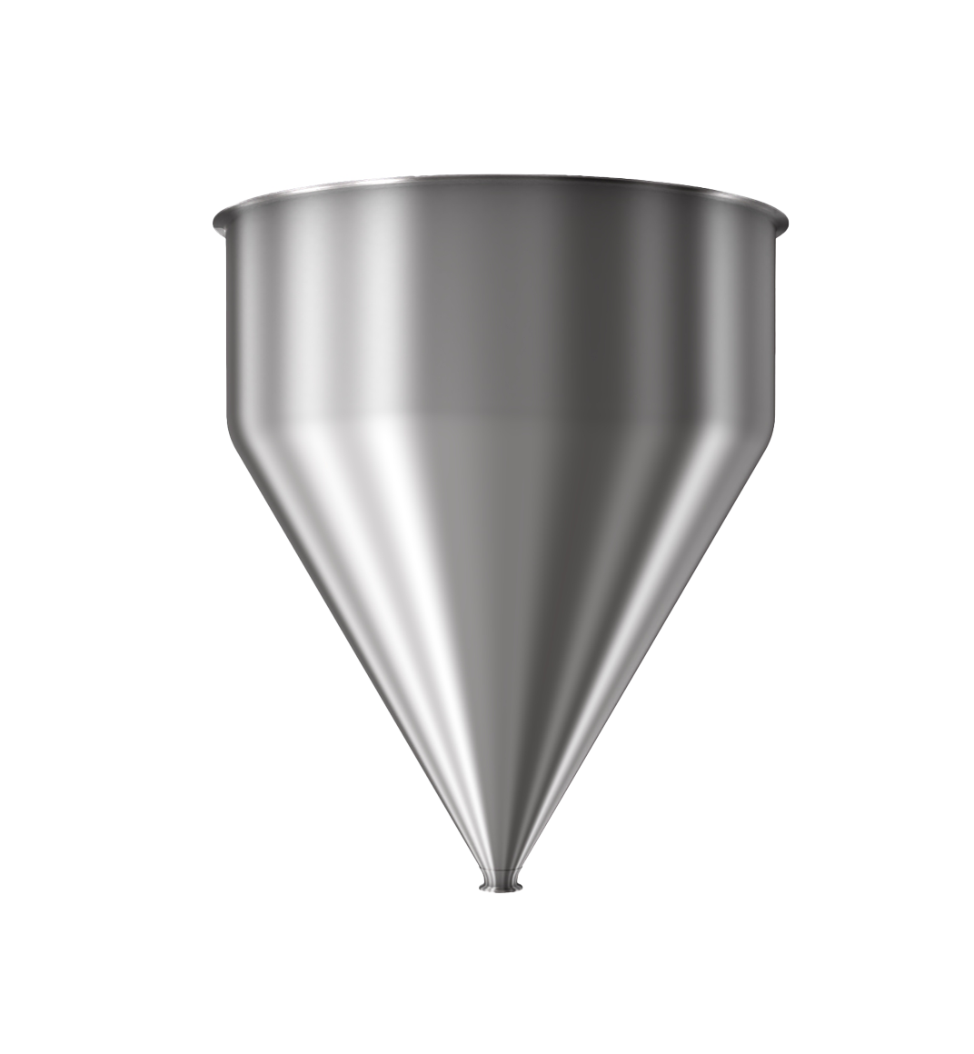 304 Stainless Steel funnel with 1 1/2" sanitary fitting 31 gallons, 24" ID x 29.34" OAH