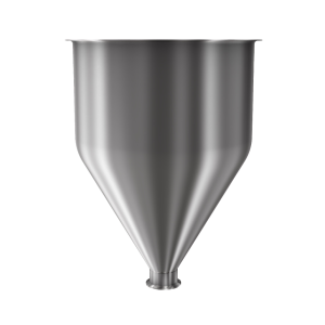 304 Stainless Steel funnel with 2" sanitary fitting 4.9 gallons, 11.85" ID x 17.08" OAH