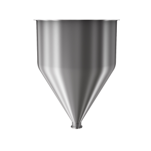 304 Stainless Steel funnel with 2" sanitary fitting 12.2 gallons, 15.99" ID x 22.70" OAH