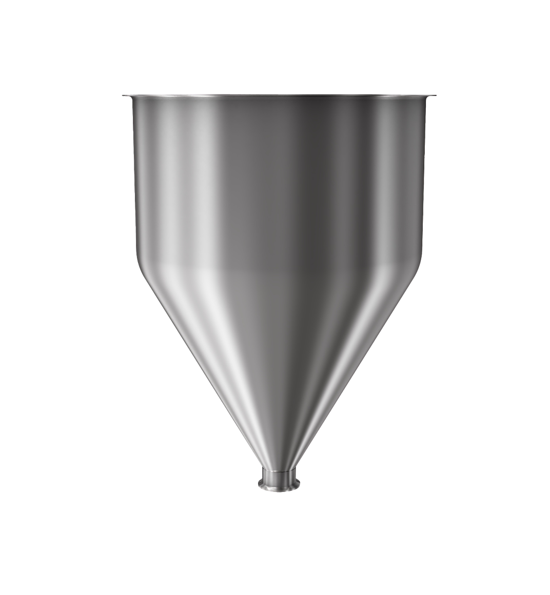 304 Stainless Steel funnel with 2" sanitary fitting 12.2 gallons, 15.99" ID x 22.70" OAH
