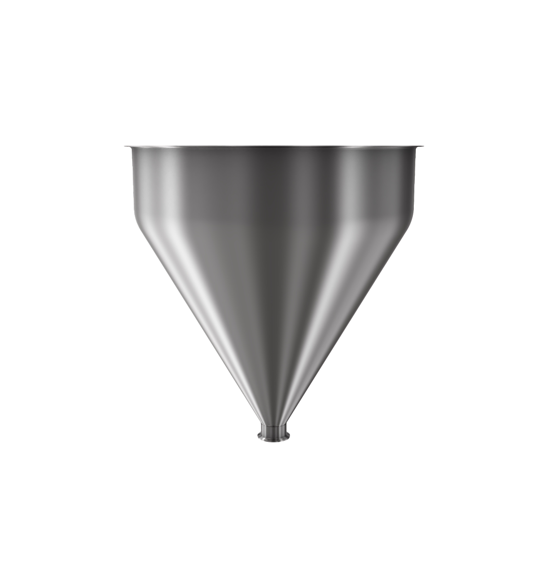 304 Stainless Steel funnel with 2" sanitary fitting 14.7 gallons, 19.93" ID x 21.84" OAH