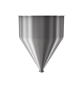 304 Stainless Steel funnel with 2" sanitary fitting 21 gallons, 19.93" ID x 26.34" OAH