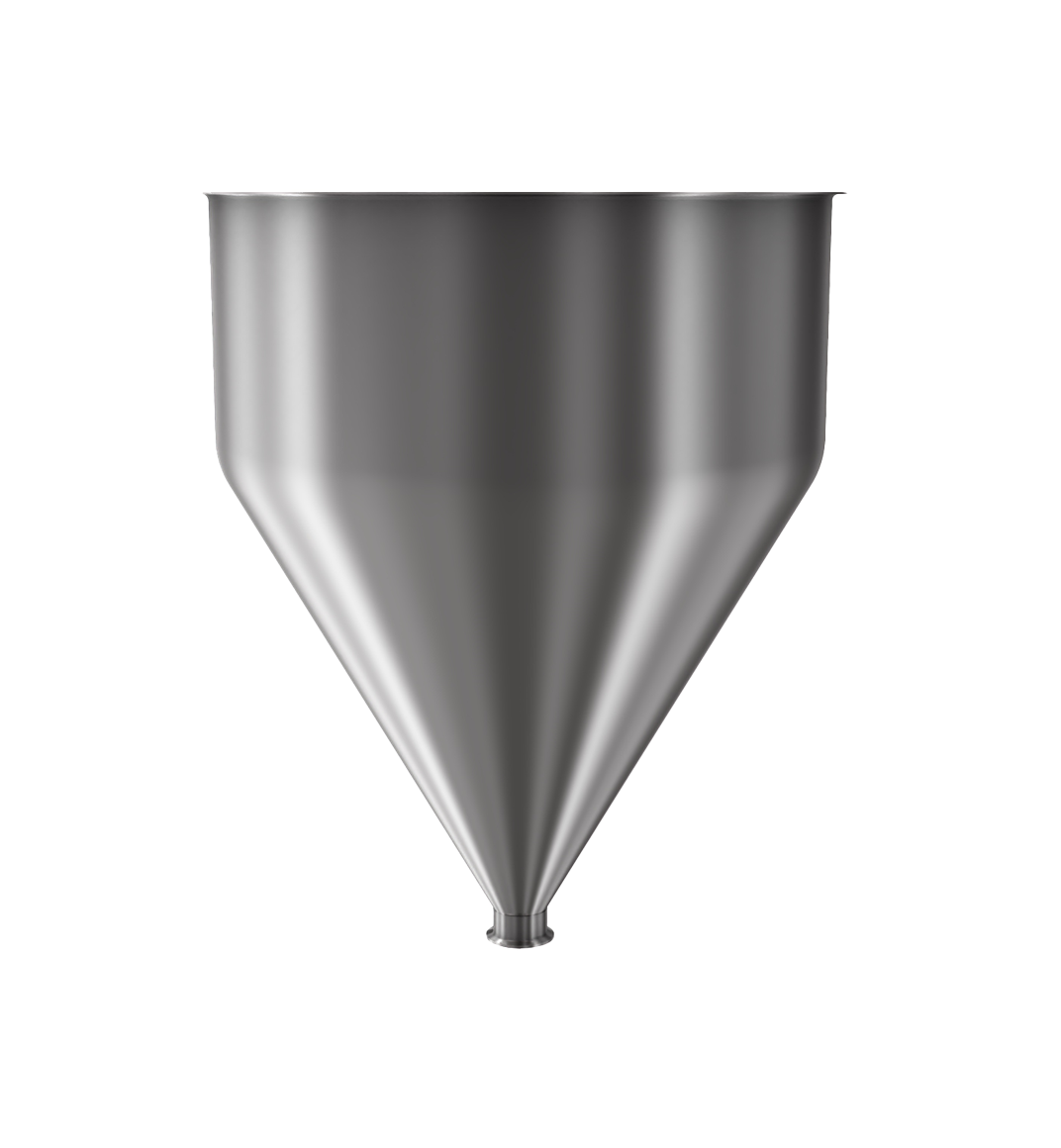 304 Stainless Steel funnel with 2" sanitary fitting 24.2 gallons, 21.09" ID x 26.95" OAH
