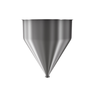 304 Stainless Steel funnel with 2" sanitary fitting 31 gallons, 24" ID x 29.45" OAH