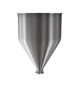 316 Stainless Steel funnel with 2" sanitary fitting 4.9 gallons, 11.85" ID x 17.08" OAH