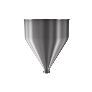 316 Stainless Steel funnel with 2" sanitary fitting 6.4 gallons, 14.03" ID x 17.70" OAH