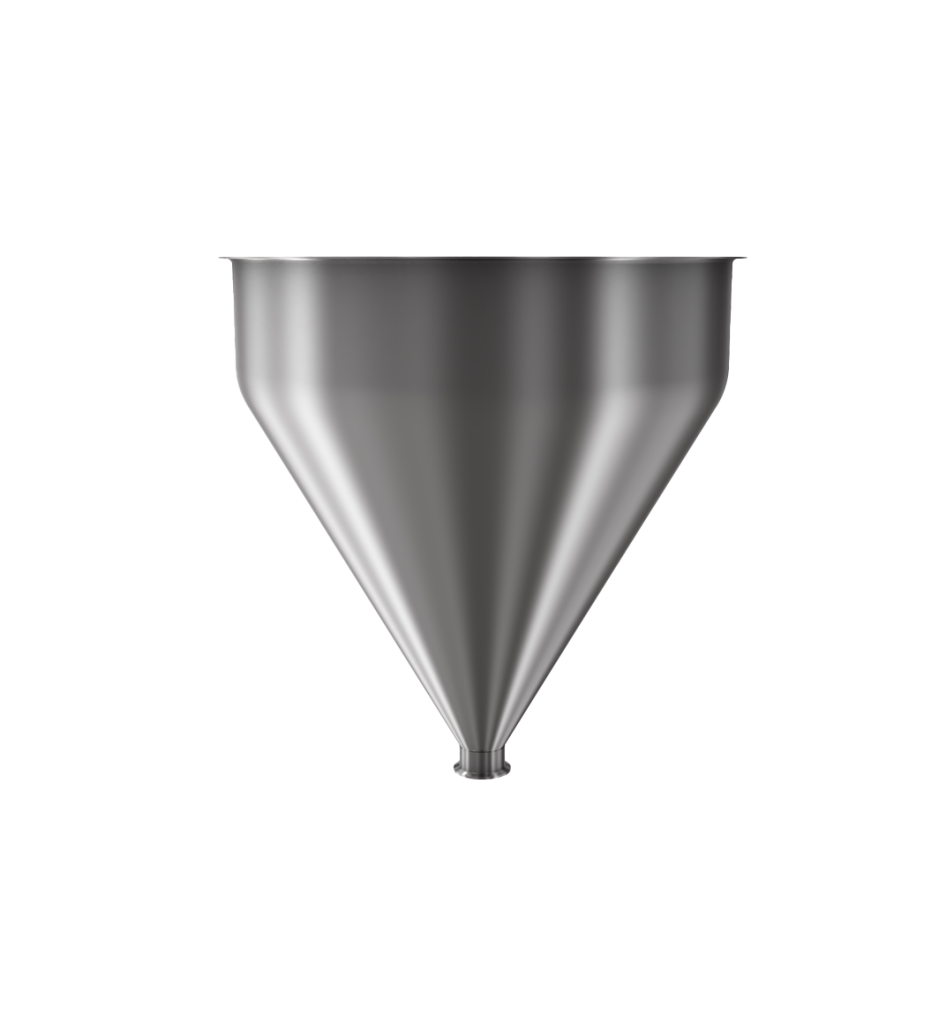 316 Stainless Steel funnel with 2" sanitary fitting 14.7 gallons, 19.93" ID x 21.95" OAH