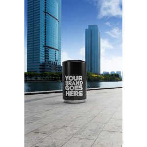 Your Brand Goes Here, Stainless Steel Trash Can with Custom Wrap