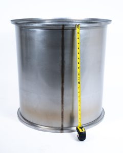 24 inch rolled, welded, and planished cylinder with double flange
