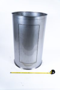36 inch rolled, welded, and planished cylinder with double flange and window