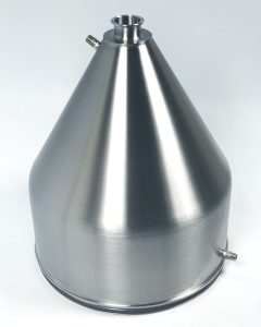 stainless steel sanitary hopper with end and side fittings