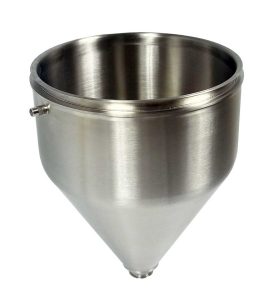 custom jacketed hopper with end and side fittings