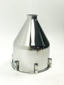 custom sanitary hopper with latches electropolished