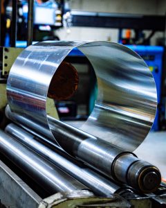 Rolling a medium stainless steel cylinder