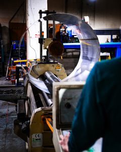 Rolling a large stainless steel cylinder