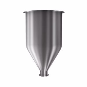304 Stainless Steel funnel with 1 1/2" sanitary fitting 1.5 gallons, 8.85" ID x 10.14" OAH